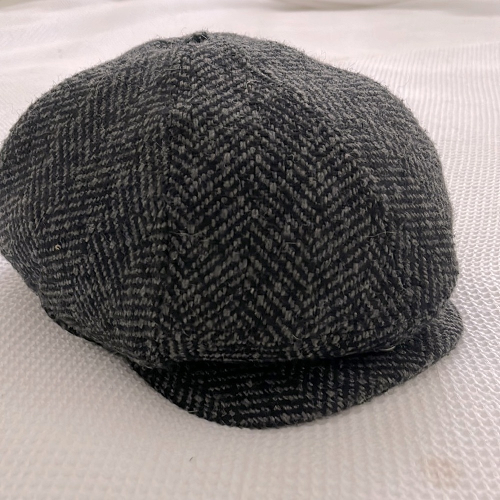 Chevron Wool Tweed Newsboy Cap